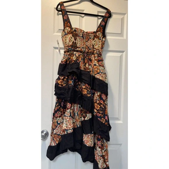 By Anthropologie Square-Neck Tiered Midi Dress